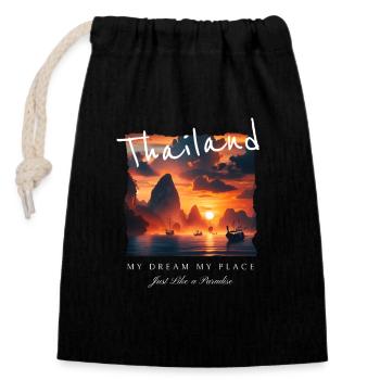 Thailand My Dream My Place - Closable cotton gift bag (14x20cm) - black - Front
