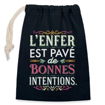 L'enfer est pavé de bonnes intentions - Sac cadeau en coton avec cordon (14 x 20 cm) - bleu marine - Devant