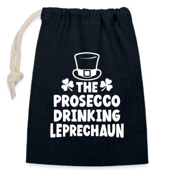 The Prosecco Drinking Leprechaun - Closable cotton gift bag (14x20cm) - navy - Front