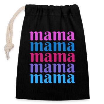 Maman - Sac cadeau en coton avec cordon (14 x 20 cm) - noir - Devant