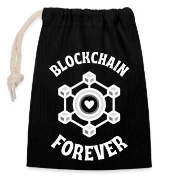 Blockchain Forever tshirt crypto - Sac cadeau en coton avec cordon (14 x 20 cm) - noir - Devant