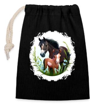 Chemise Cheval Tournoi d’équitation Fille Cheval - Sac cadeau en coton avec cordon (14 x 20 cm) - noir - Devant