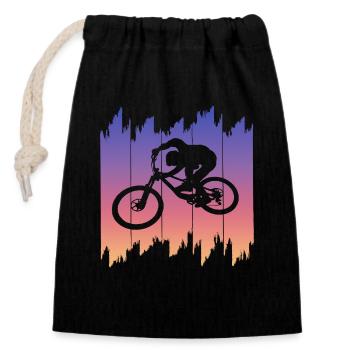 Mountainbike Downhill heizen MTB Fahrer Geschenk - Verschließbarer Geschenkbeutel aus Baumwolle (14x20cm) - Schwarz - Vorne