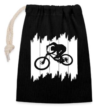 biken downhill bmx - Verschließbarer Geschenkbeutel aus Baumwolle (14x20cm) - Schwarz - Vorne