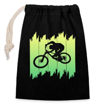 Biken Fahrrad Downhill - Verschließbarer Geschenkbeutel aus Baumwolle (14x20cm) - Schwarz - Vorne