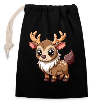 Cute Baby Moose - Closable cotton gift bag (14x20cm) - black - Front