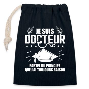 Docteur Drôle Cadeau Phd - Je Suis Docteur - Sac cadeau en coton avec cordon (14 x 20 cm) - bleu marine - Devant