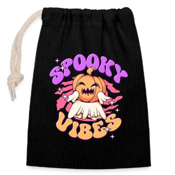 Spooky Mood Halloween Ghost Pumpkin - Closable cotton gift bag (14x20cm) - black - Front