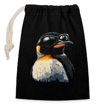 Pinguin cool Sonnenbrille Tiere Tier - Verschließbarer Geschenkbeutel aus Baumwolle (14x20cm) - Schwarz - Vorne
