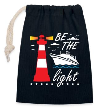 Be The Light Lighthouse - Sac cadeau en coton avec cordon (14 x 20 cm) - bleu marine - Devant