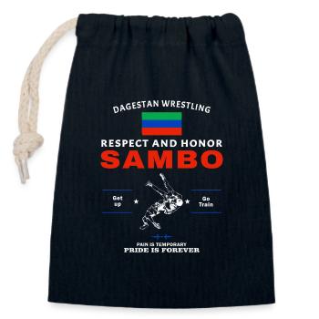 Sambo Fighter Daghestan Wrestling - Sac cadeau en coton avec cordon (14 x 20 cm) - bleu marine - Devant