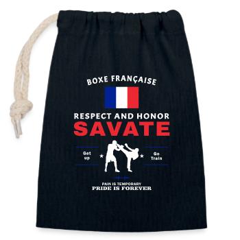 Savate Kickboxer - Verschließbarer Geschenkbeutel aus Baumwolle (14x20cm) - Navy - Vorne