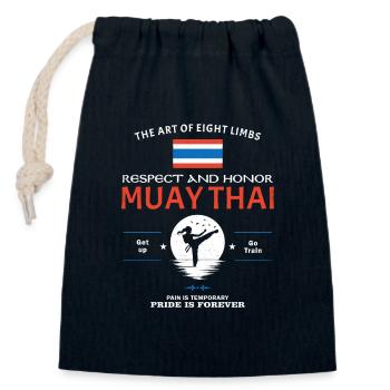 Muay Thai Fille - Sac cadeau en coton avec cordon (14 x 20 cm) - bleu marine - Devant