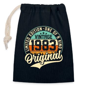 Vintage 1983 Original - Verschließbarer Geschenkbeutel aus Baumwolle (14x20cm) - Navy - Vorne