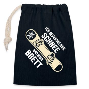 Snowboard Snowboarder Softboot "Schnee & Brett" - Verschließbarer Geschenkbeutel aus Baumwolle (14x20cm) - Navy - Vorne