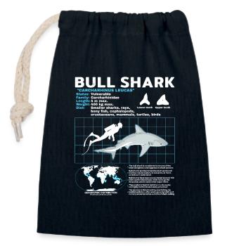 Bull Shark Data Sheet - Closable cotton gift bag (14x20cm) - navy - Front