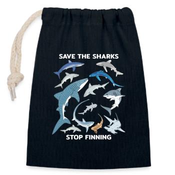 Arrêter l’aileron requin bleu requin baleine requin marteau requin espèce de requin - Sac cadeau en coton avec cordon (14 x 20 cm) - bleu marine - Devant