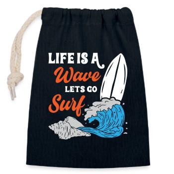 Life Is A Wave Lets Go Surfing - Verschließbarer Geschenkbeutel aus Baumwolle (14x20cm) - Navy - Vorne