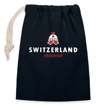 Schweiz Ski Freeride Sport Skifahrer Alpen - Verschließbarer Geschenkbeutel aus Baumwolle (14x20cm) - Navy - Vorne