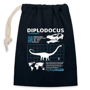 Diplodocus Data Sheet - Closable cotton gift bag (14x20cm) - navy - Front