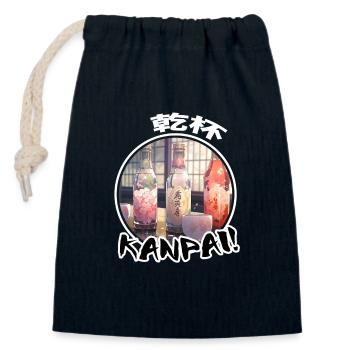 Japanischer Sake - Anime Shirt - Verschließbarer Geschenkbeutel aus Baumwolle (14x20cm) - Navy - Vorne