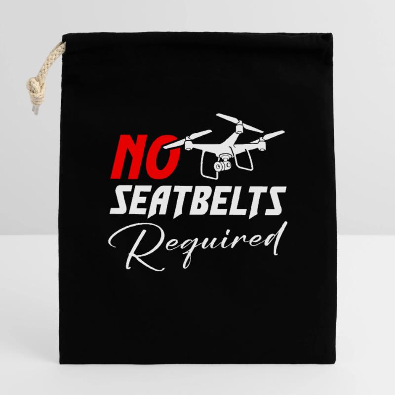 Drone Pas de ceintures de sécurité requises Sac cadeau en coton avec cordon (14 x 20 cm)