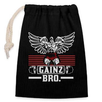 Bodybuilder Gainz Bro. Gym T-Shirt - Closable cotton gift bag (14x20cm) - black - Front
