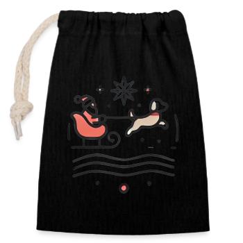 Warm Christmas Wishes Santa Dog - Closable cotton gift bag (14x20cm) - black - Front