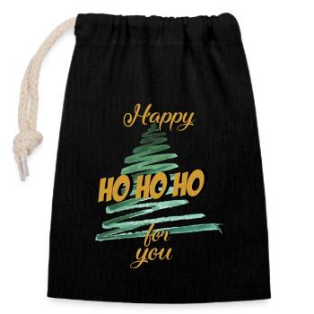 Christmas Hohoho Christmas Tree - Closable cotton gift bag (14x20cm) - black - Front