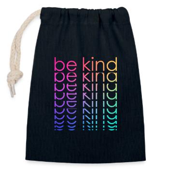 Motivation Soyez gentil | Positif inspirant - Sac cadeau en coton avec cordon (14 x 20 cm) - bleu marine - Devant