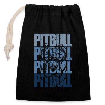 Vintage Retro Pitbull | Pitbull Dog Lovers - Sac cadeau en coton avec cordon (14 x 20 cm) - noir - Devant