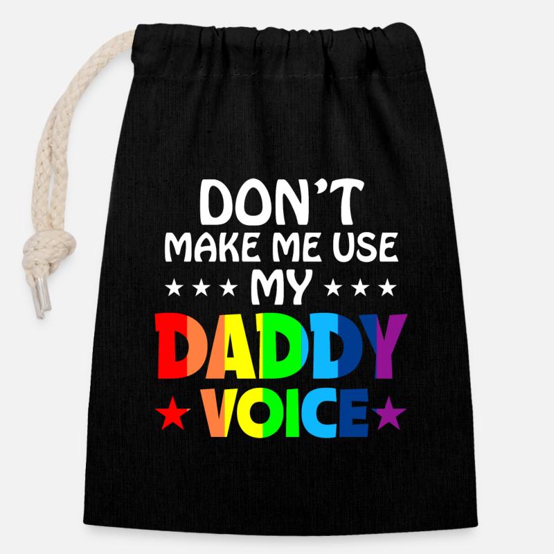 Daddy Voice Gay Pride Lgbt Lustiger Regenbogen - Verschließbarer Geschenkbeutel aus Baumwolle (14x20cm) - Schwarz