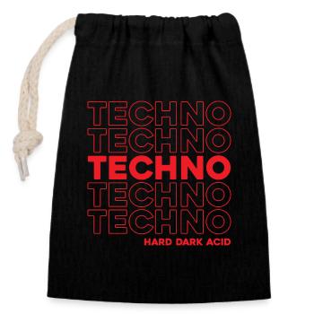 Techno Hard Dark Acid Techno - Verschließbarer Geschenkbeutel aus Baumwolle (14x20cm) - Schwarz - Vorne