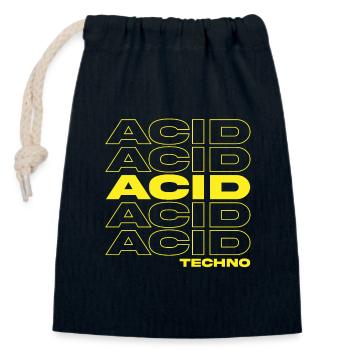 Acid Techno | We Love Acid Techno - Closable cotton gift bag (14x20cm) - navy - Front