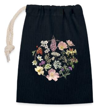CHEMISE DE FLEURS SAUVAGES, FLEURS SAUVAGES BOHÈME POUR FEMMES - Sac cadeau en coton avec cordon (14 x 20 cm) - bleu marine - Devant