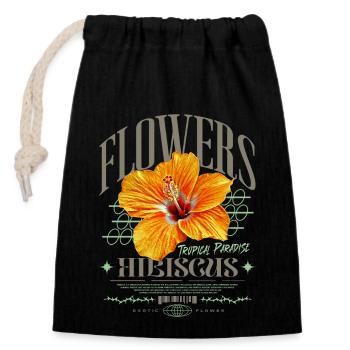 Fleur d’hibiscus Fleur d’hibiscus - Sac cadeau en coton avec cordon (14 x 20 cm) - noir - Devant