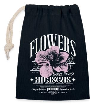 Fleur d’hibiscus Fleur d’hibiscus - Sac cadeau en coton avec cordon (14 x 20 cm) - bleu marine - Devant