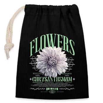Chrysanthème Fleurs de chrysanthème - Sac cadeau en coton avec cordon (14 x 20 cm) - noir - Devant