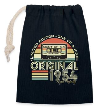1954 Born Vintage Birthday Retro - Closable cotton gift bag (14x20cm) - navy - Front