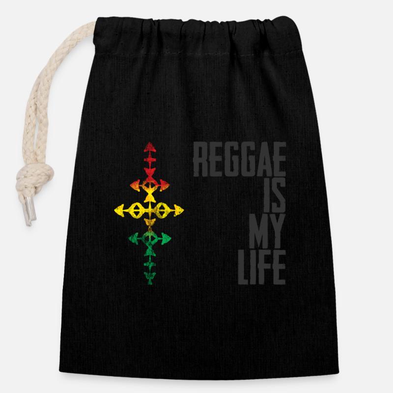 Reggae is my life - Closable cotton gift bag (14x20cm) - black