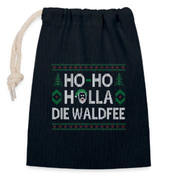 HO-HO HOLLA DIE WALDFEE HÄSSLICHER WEIHNACHTSPULLI - Verschließbarer Geschenkbeutel aus Baumwolle (14x20cm) - Navy - Vorne
