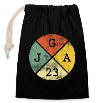 JGA 2023 Junggesellenabschied Vintage - Verschließbarer Geschenkbeutel aus Baumwolle (14x20cm) - Schwarz - Vorne