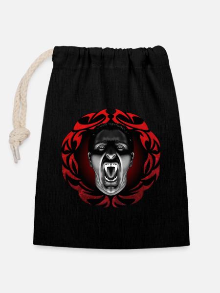 Hissing vampire with frame - Closable cotton gift bag (14x20cm) - black