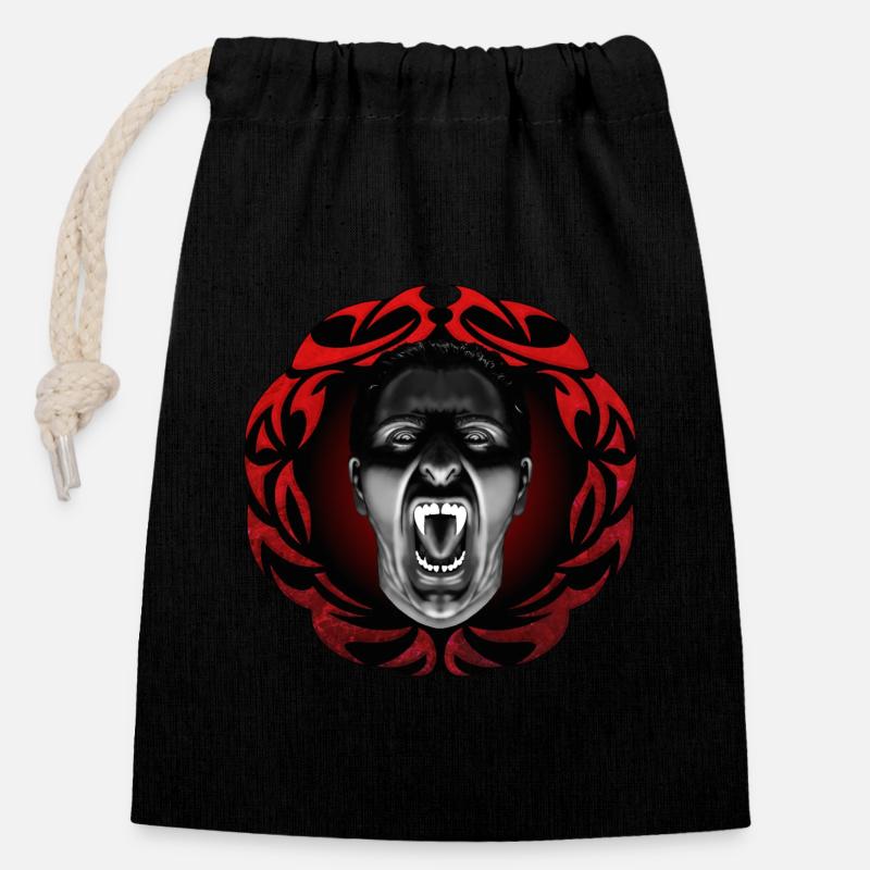 Vampire sifflant avec cadre - Sac cadeau en coton avec cordon (14 x 20 cm) - noir