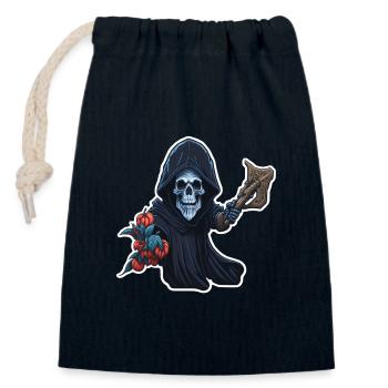 Squelette - Sac cadeau en coton avec cordon (14 x 20 cm) - bleu marine - Devant