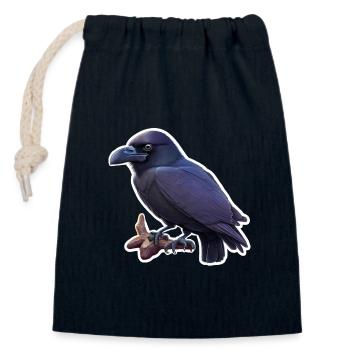 Crow - Closable cotton gift bag (14x20cm) - navy - Front