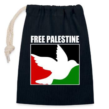 Free palestine - Sac cadeau en coton avec cordon (14 x 20 cm) - bleu marine - Devant