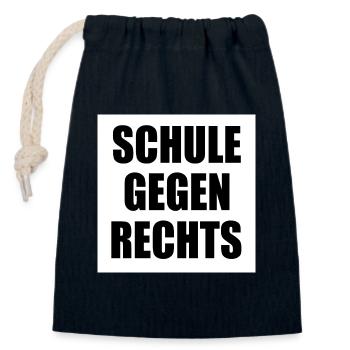 Schule gegen rechts - Verschließbarer Geschenkbeutel aus Baumwolle (14x20cm) - Navy - Vorne