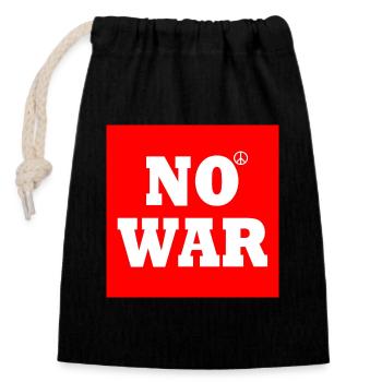No war - Closable cotton gift bag (14x20cm) - black - Front