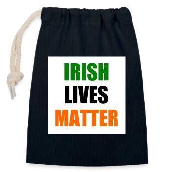 Irish lives matter - Sac cadeau en coton avec cordon (14 x 20 cm) - bleu marine - Devant
